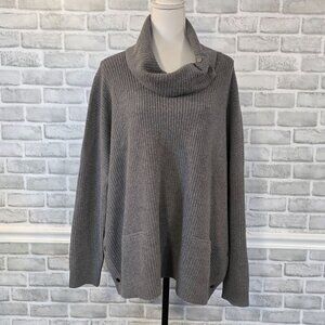 VINCE Oversized Wool Yak Blend Cowl Neck Gray Sweater XL Cozy Quiet Luxury